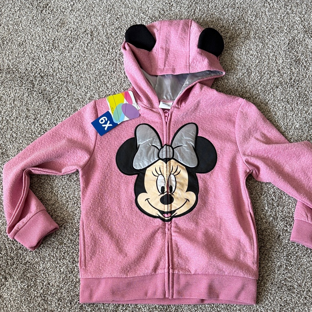 NWT Disney Minnie Mouse Pink Zip-Up Hoodie